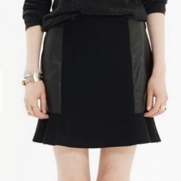 MADEWELL | Leather and Wool Panel Skirt - Picture 1 of 3